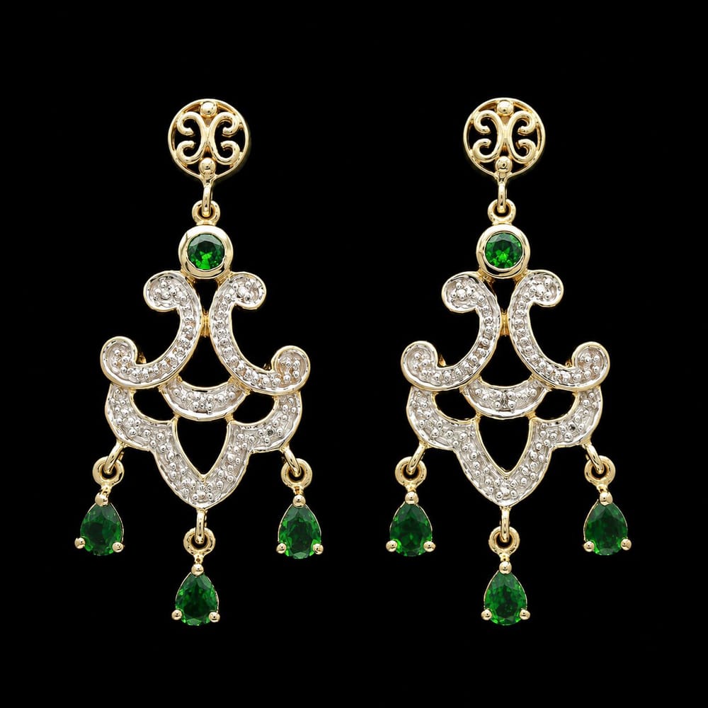 025-000208_188esqIAA 14k tsavorite garnet & diamond dangle earrings