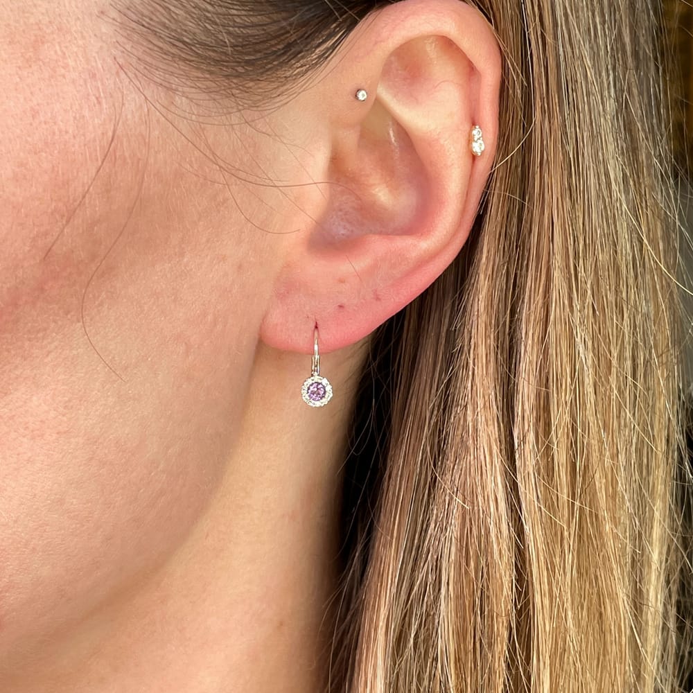 025-000211_15pFTXIA2 14k white gold amethyst & diamond halo drop earrings