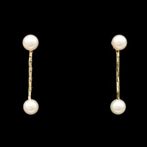 14k yellow gold 3.85 mm pearl drop earrings