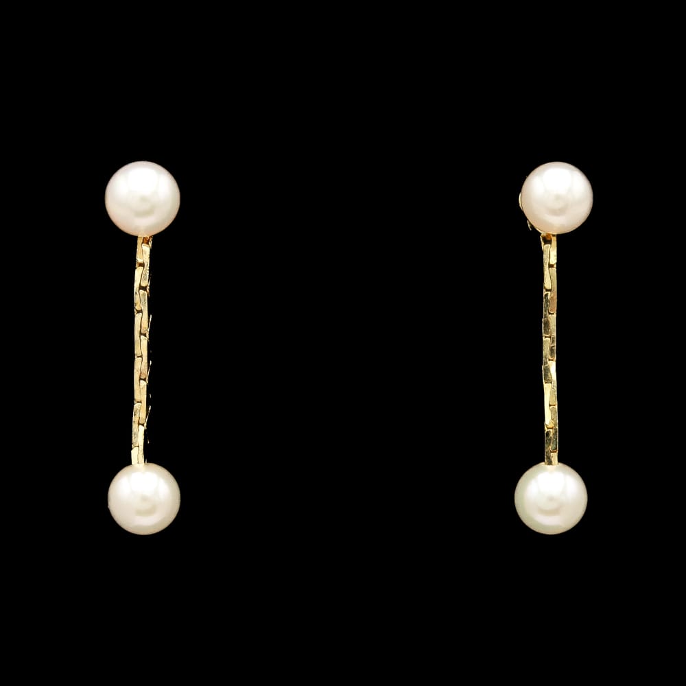 14k yellow gold 3.85 mm pearl drop earrings
