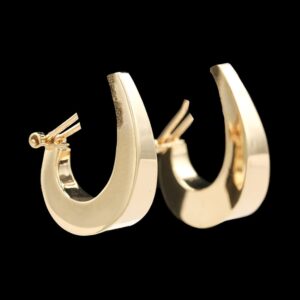 14k yellow gold semi hollow j hoop earrings