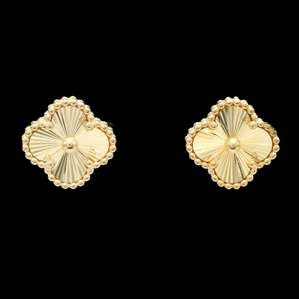 027-000134_17ybreIAA 18k yellow gold alhambra style clover earrings