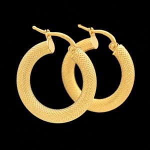 14k yellow gold 15.00 mm textured hoop earrings