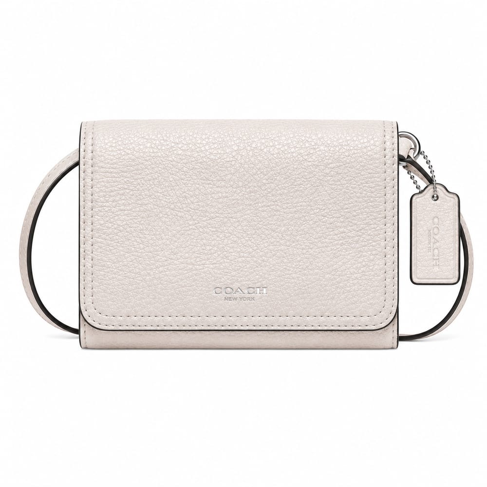 Coach Crossbody Wallet in Pearlescent Chalk Pebbled Leather