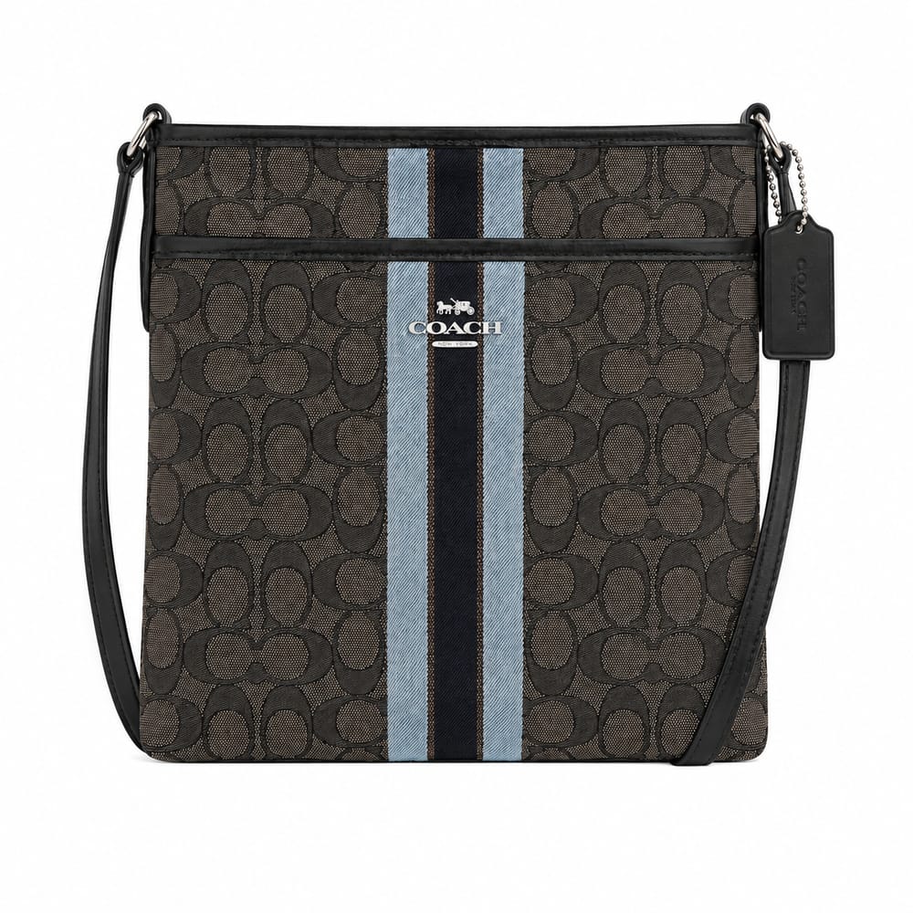 Coach File Crossbody In Signature Canvas with Blue Varsity Stripe