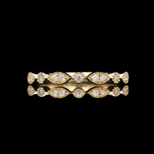 14k yellow gold diamond band with milgrain detail
