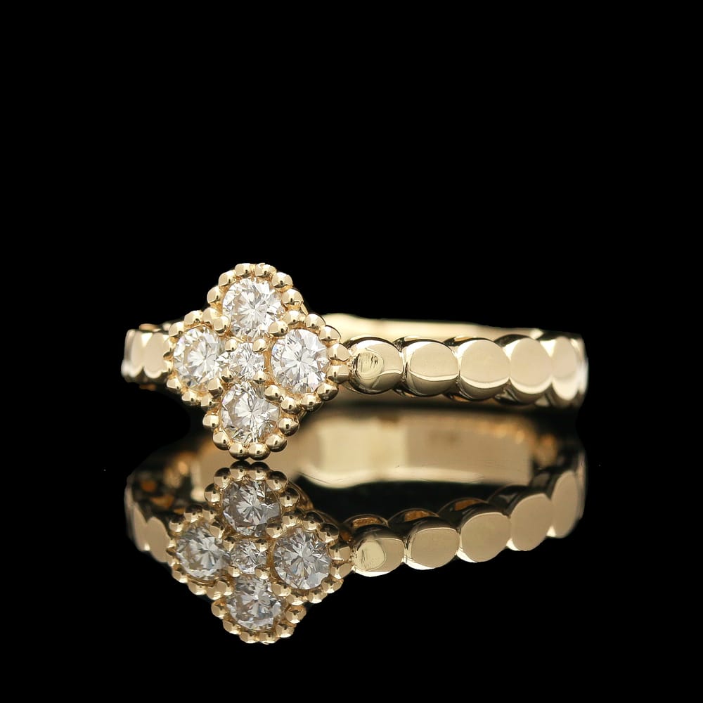 007-001781_1D5EX1IAN 14k yellow gold 0.34 ctw diamond clover cluster ring