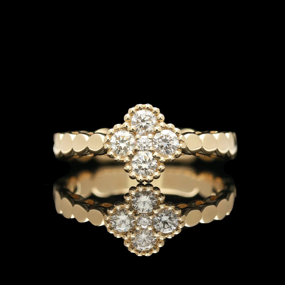 007-001781_1D5I7cIAF 14k yellow gold 0.34 ctw diamond clover cluster ring