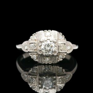 1950s 14k White Gold 0.49 ctw Diamond Ring