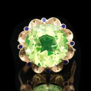 vintage enameled 10k yellow gold synthetic spinel ring