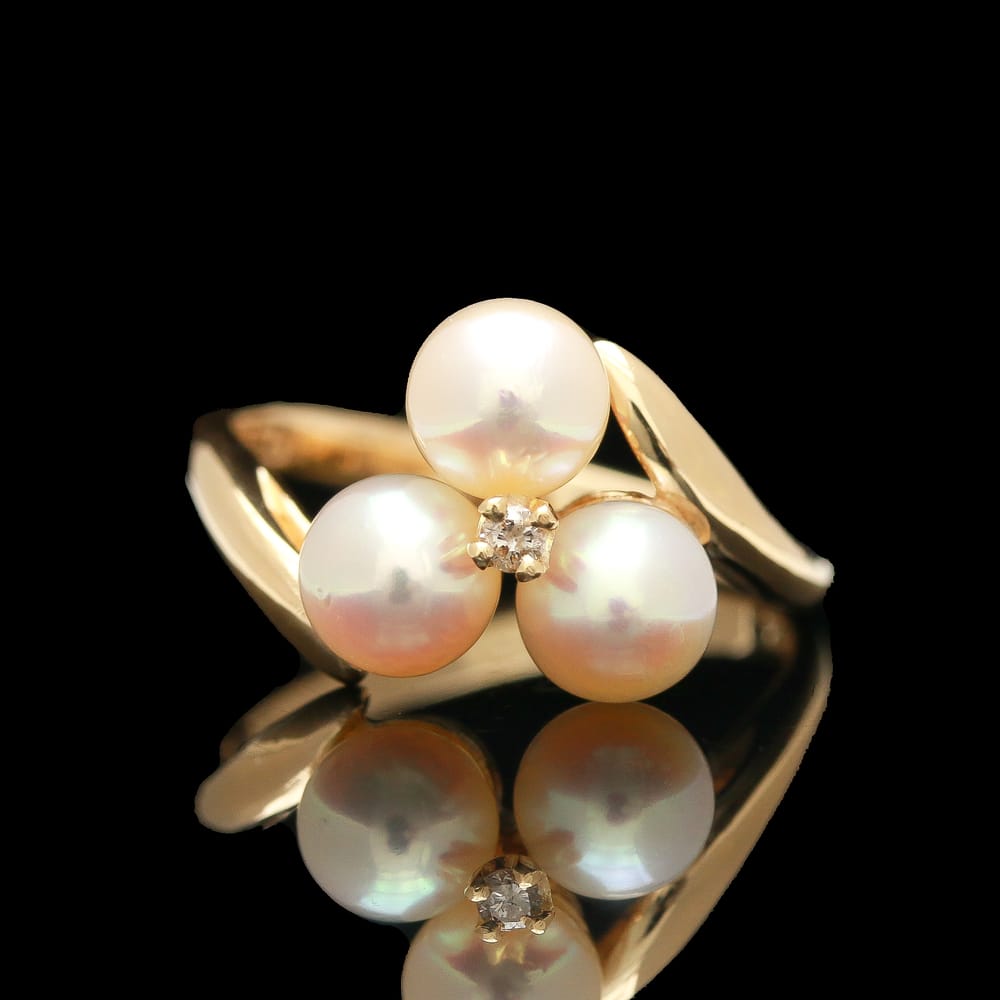 009-000018_1CAD32IAH 14k yellow gold pearl & diamond ring