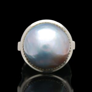 art deco 14k white gold blue mabe pearl cocktail ring