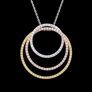 Effy Canare 18k Tri Tone Gold 1.05 ctw White, Yellow & Pink Diamond Necklace