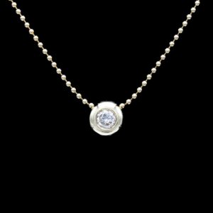 14k yellow gold bezel set diamond solitaire pendant necklace