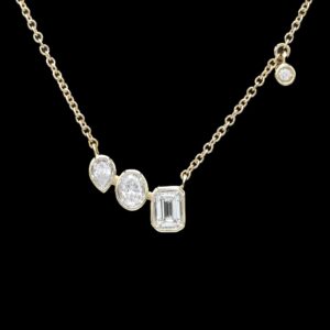 14k yellow gold 0.52 ctw multi shape diamond necklace