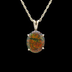 14k yellow gold ammolite doublet pendant necklace