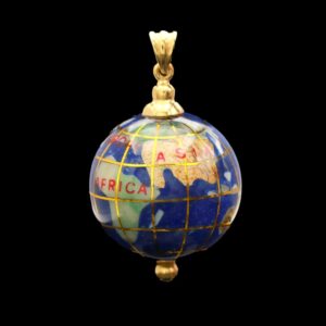 14k Yellow Gold Gemstone & Enamel Globe Charm