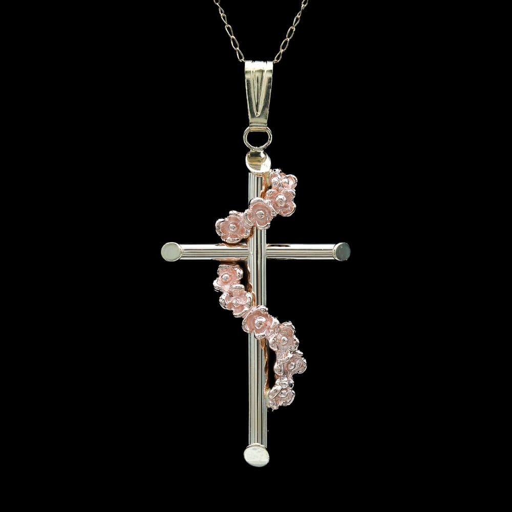 018-000034_1Eg80qIAB 14k Yellow & Rose Gold Cross Pendant