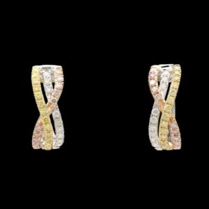 Effy Canare 18k Tri Tone Gold 0.69 ctw White, Yellow & Pink Diamond Earrings