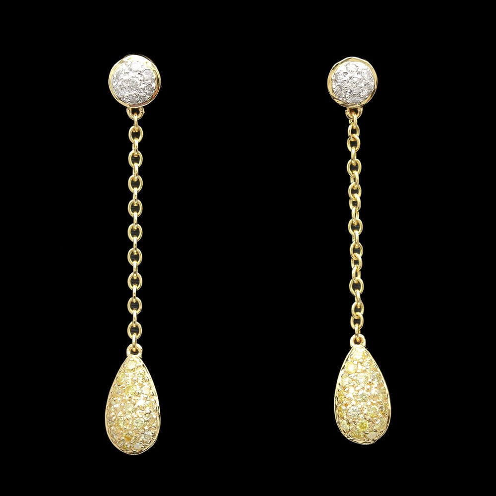 024-001048_1BfhLVIAZ 18k Yellow Gold White & Yellow Diamond Drop Earrings