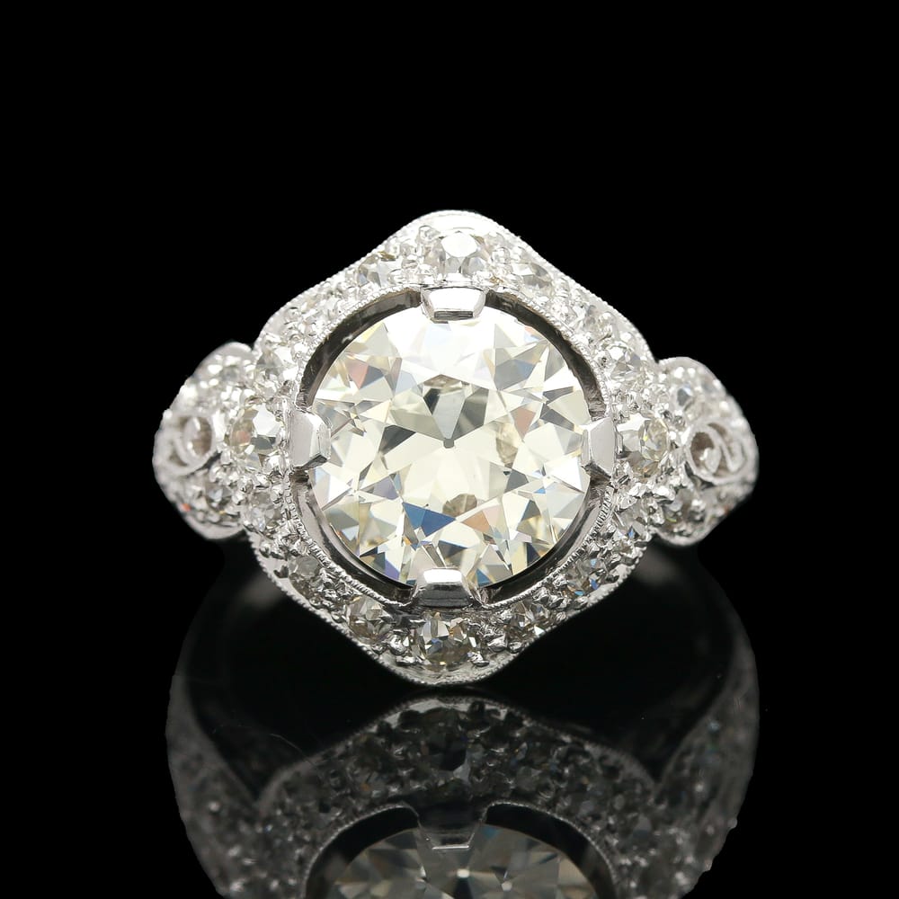 007-001795_1M1sXYIAZ Edwardian Platinum Filigree 4.11 ctw Diamond Ring