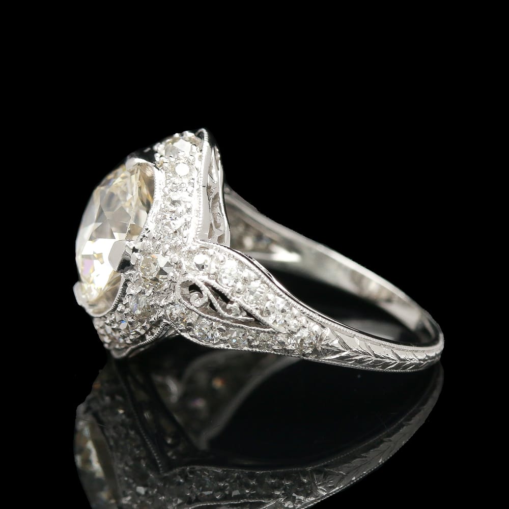 007-001795_1M28xKIAR Edwardian Platinum Filigree 4.11 ctw Diamond Ring