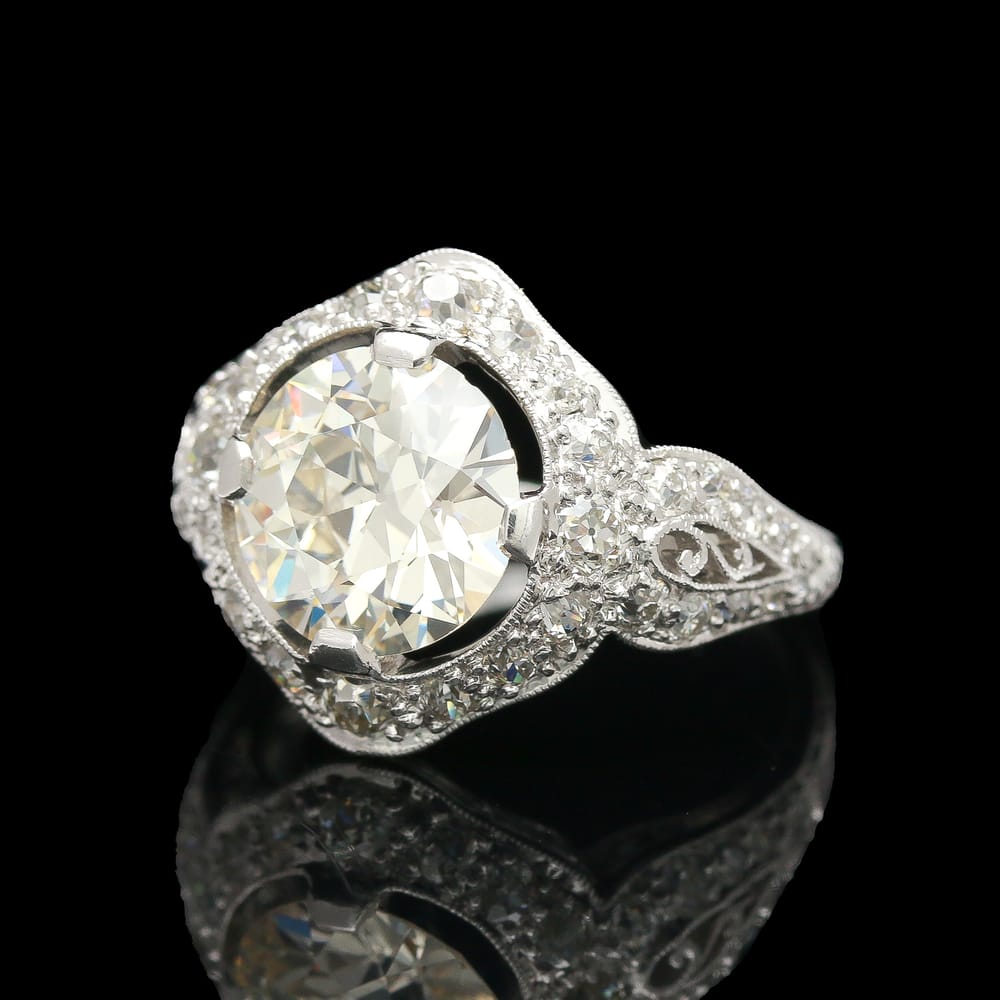 007-001795_1M2GjXIAV Edwardian Platinum Filigree 4.11 ctw Diamond Ring