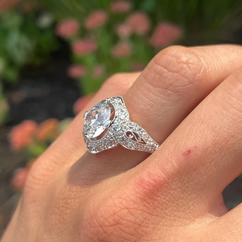 007-001795_1MREOXIA5 edwardian platinum filigree 4.11 ctw diamond ring