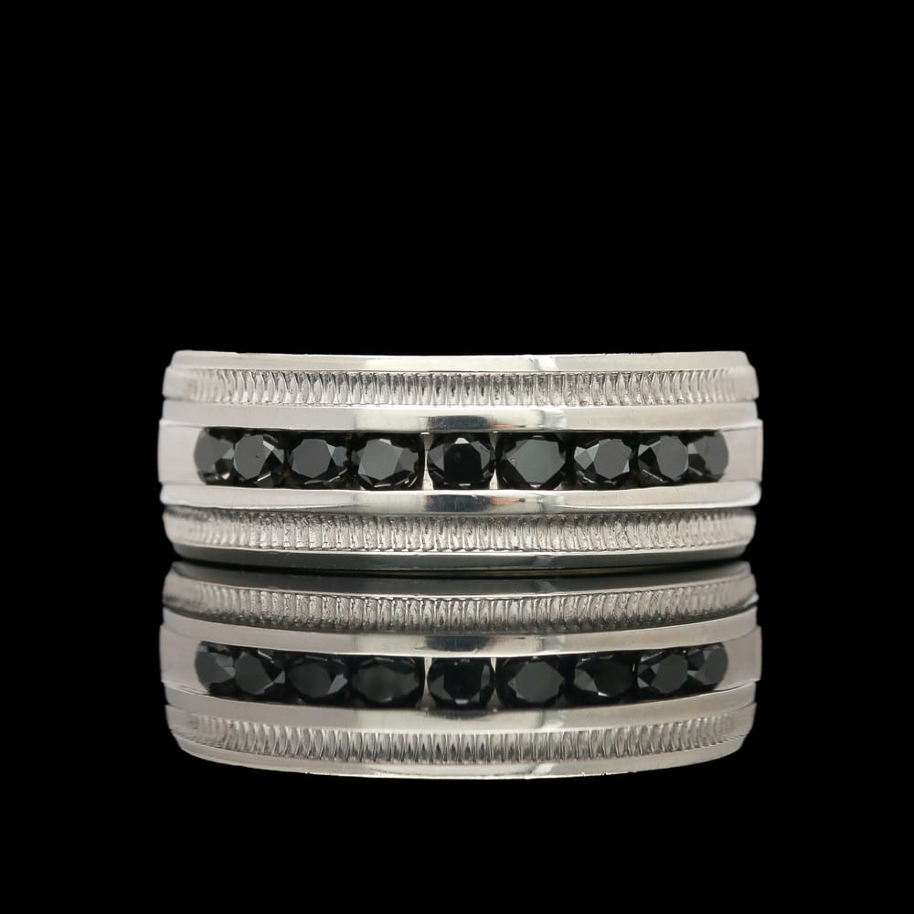 sterling silver 1.00 ctw black diamond band 9.00 mm ring