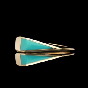 14k Yellow Gold Inlaid Turquoise Ring
