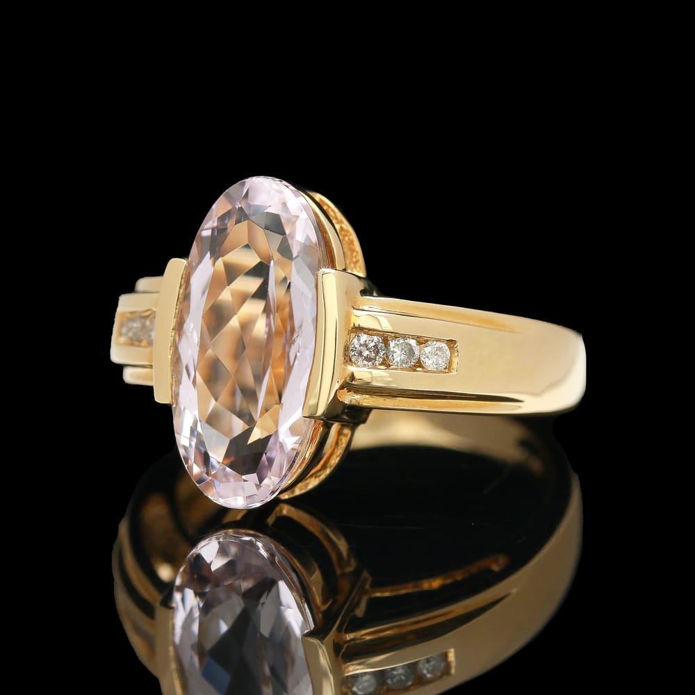 008-000676_1IXs5NIAT 14k Yellow Gold Morganite & Diamond Ring