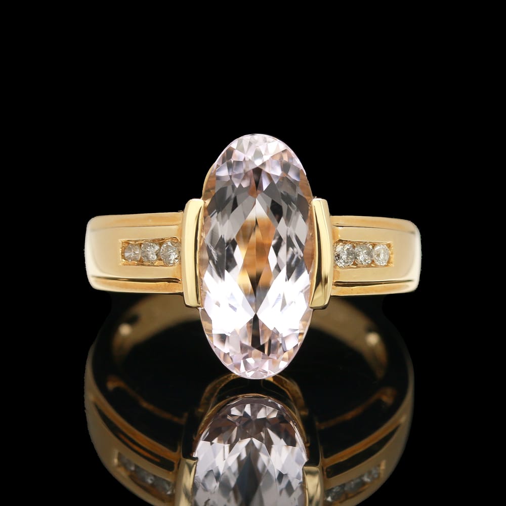 008-000676_1IXwK9IAL 14k Yellow Gold Morganite & Diamond Ring
