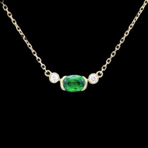 18k Yellow Gold Tsavorite & Diamond Necklace