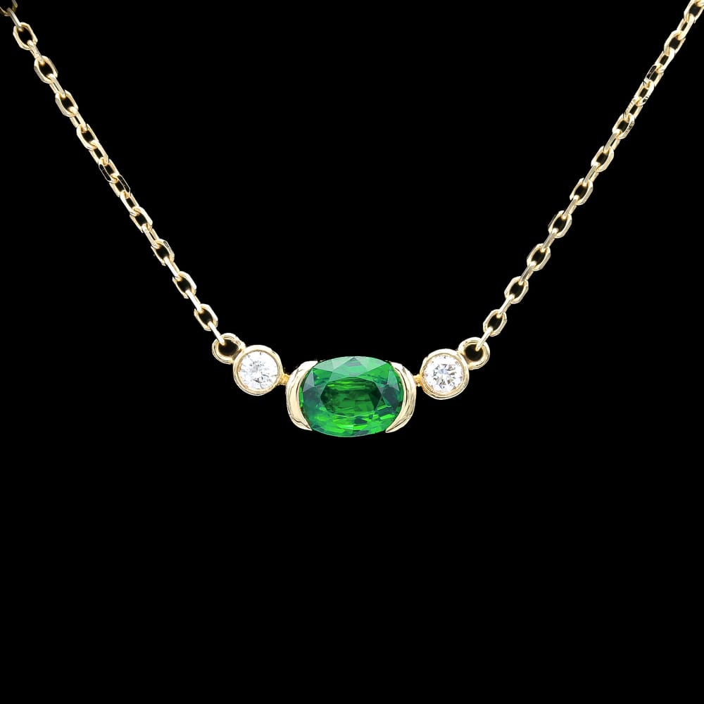 012-000256_1MRS4iIAH 18k Yellow Gold Tsavorite & Diamond Necklace