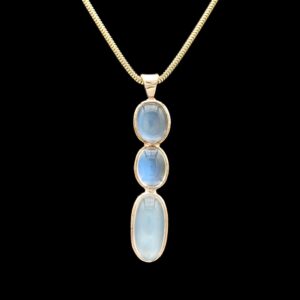 9k moonstone cabochon on 14k yellow gold snake chain