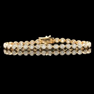 14k Yellow Gold 3.95 ctw Bezel Set Diamond Tennis Bracelet