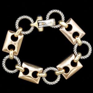 14k Rose, White & Yellow Gold Oversized Link Bracelet