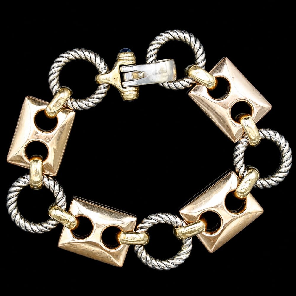 14k Rose, White & Yellow Gold Oversized Link Bracelet