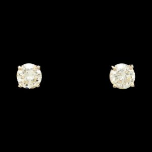 14k yellow gold 1.97 ctw diamond stud earrings with gia reports