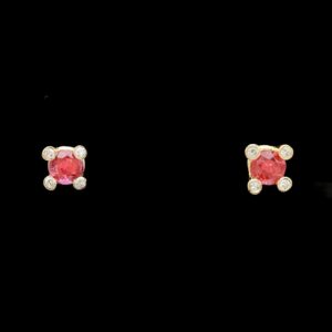14k yellow gold ruby & diamond stud earrings