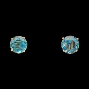 14k Yellow Gold 5.00 ctw Swiss Blue Topaz Stud Earrings