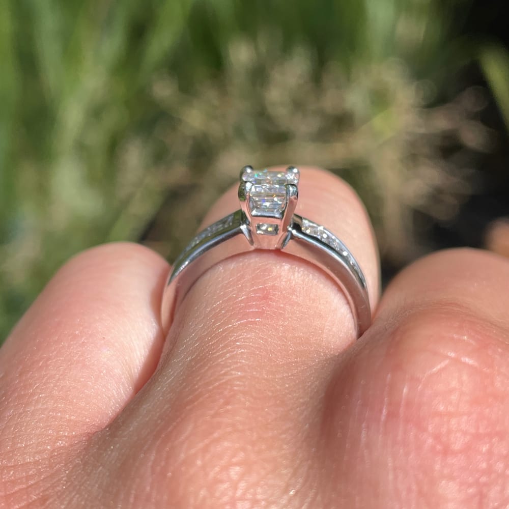 007-001812_1S3qG5IAJ Platinum 1.22 ctw Emerald & Baguette Cut Diamond Ring