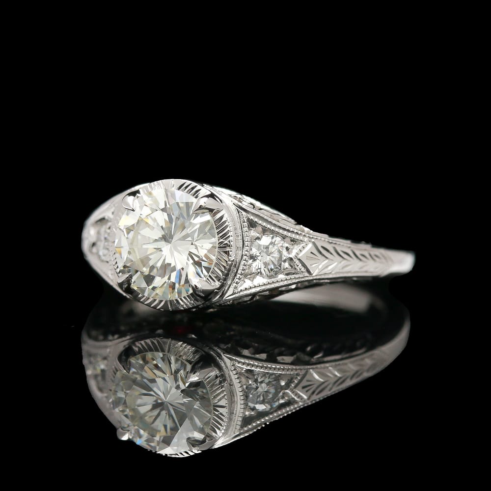 007-001816_1QgJA1IAN whitehouse bros deco style 14k white gold 1.10 ctw diamond ring