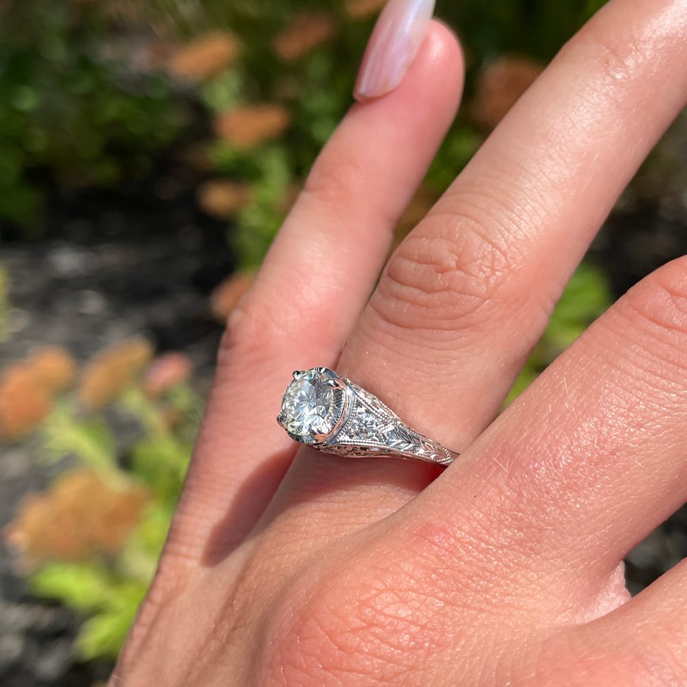 007-001816_1S2REsIAN whitehouse bros deco style 14k white gold 1.10 ctw diamond ring