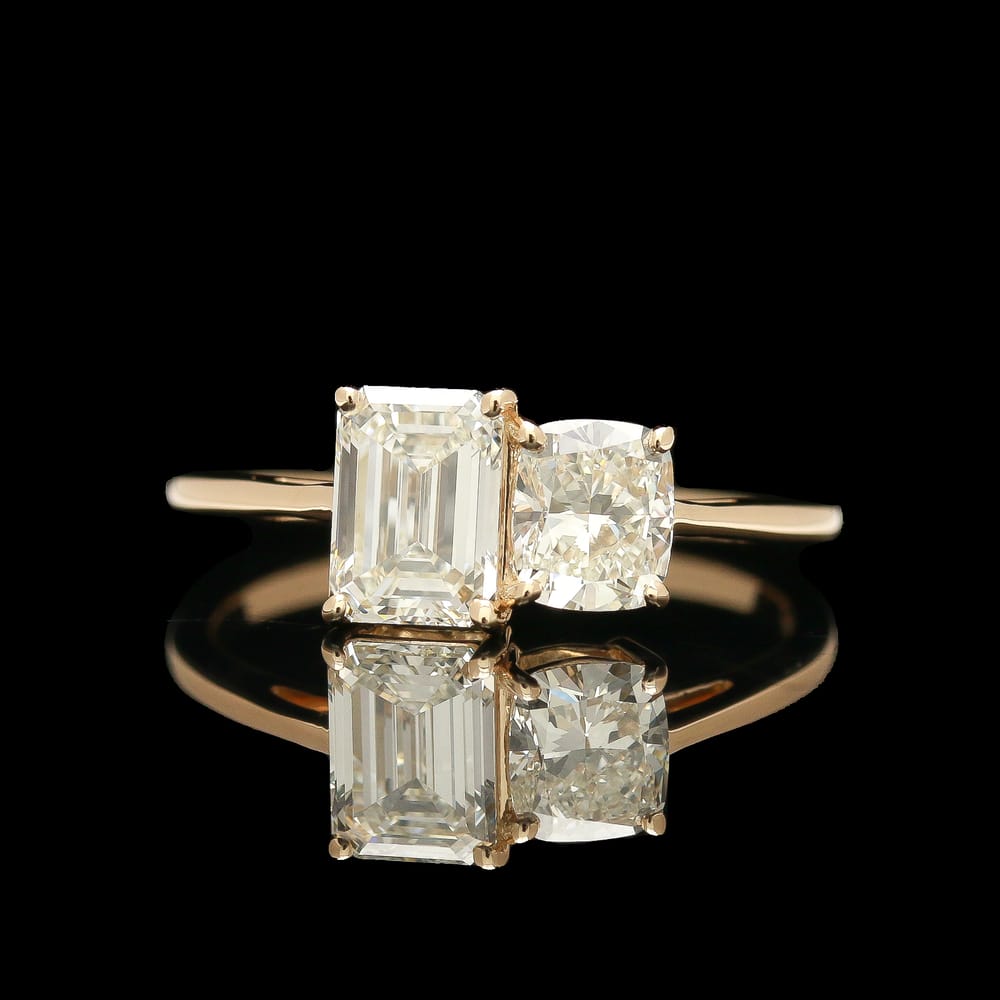 14k yellow gold 1.49 ctw diamond toi et moi ring