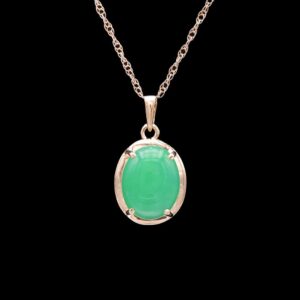 14k Yellow Gold Jade Cabochon Pendant Necklace