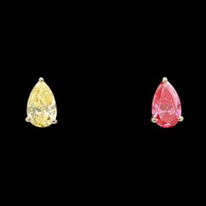 14k 2.03 ctw Lab Grown Fancy Yellow & Pink Diamond Stud Earrings with IGI Reports