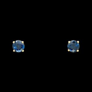 18k Yellow Gold 5.20 mm Blue Sapphire Stud Earrings