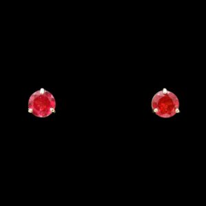 14k Yellow Gold 5.00 mm Pink Tourmaline Stud Earrings
