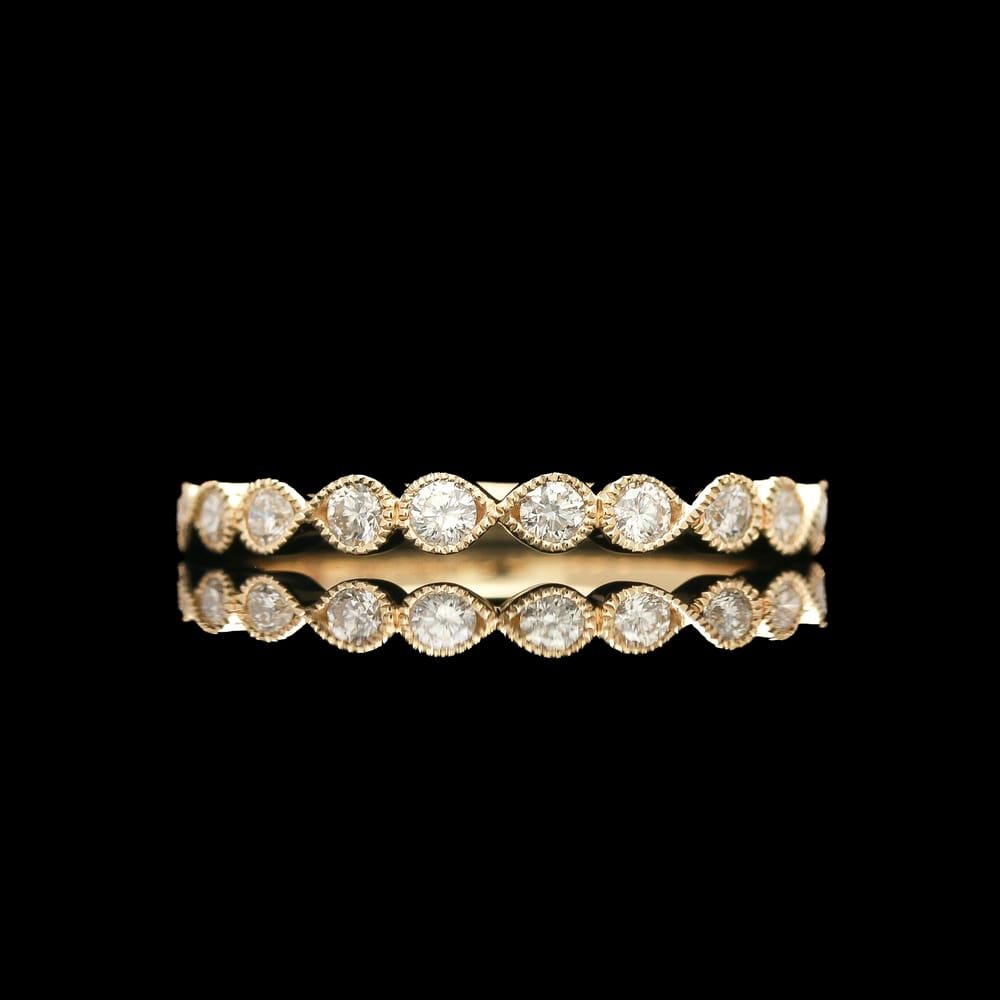 007-001829_1WH0IPIA1 14k Yellow Gold 0.35 ctw Diamond Milgrain Edge Band, 2.0 grams, sz 6.75